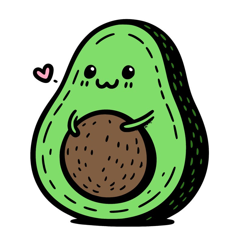 an avocado hugging an avocado