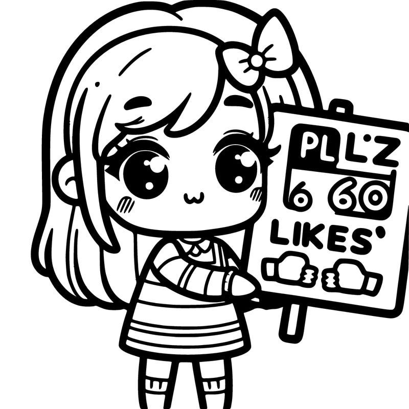 cute girl with sign that says plz 60 likes