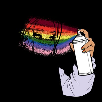 a realistic girl, spray painting