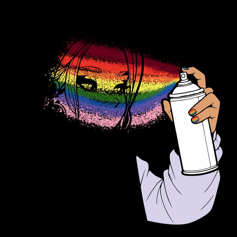 a realistic girl, spray painting