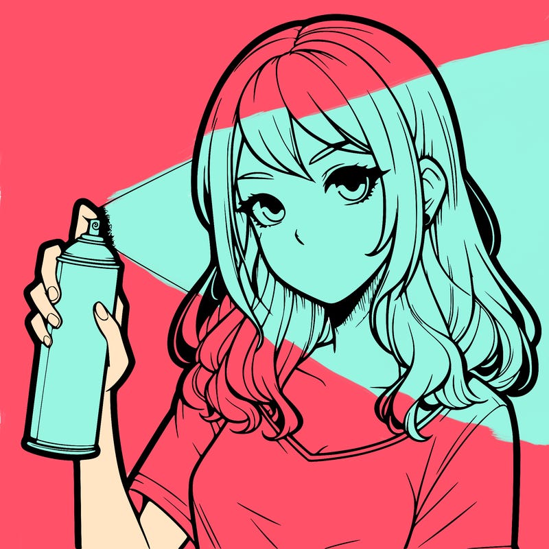 a realistic girl spray paint
