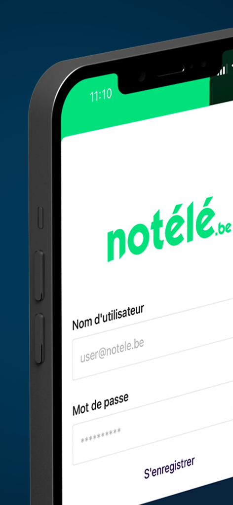 notélé - Login and registration interface for the notele local news mobile application