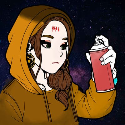 a realistic girl, spray painting