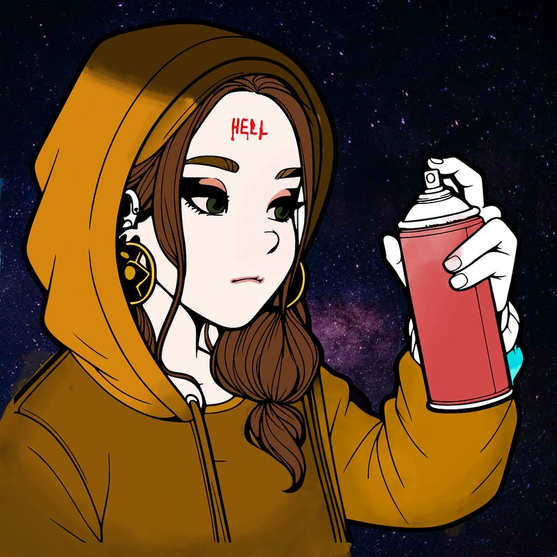 a realistic girl, spray painting