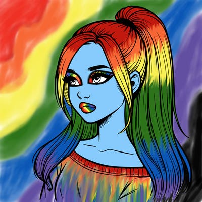 realistic girl with a high ponytail