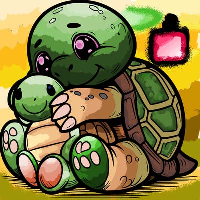 tortoise cuddling a soft toy