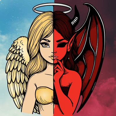 realistic angel half demon