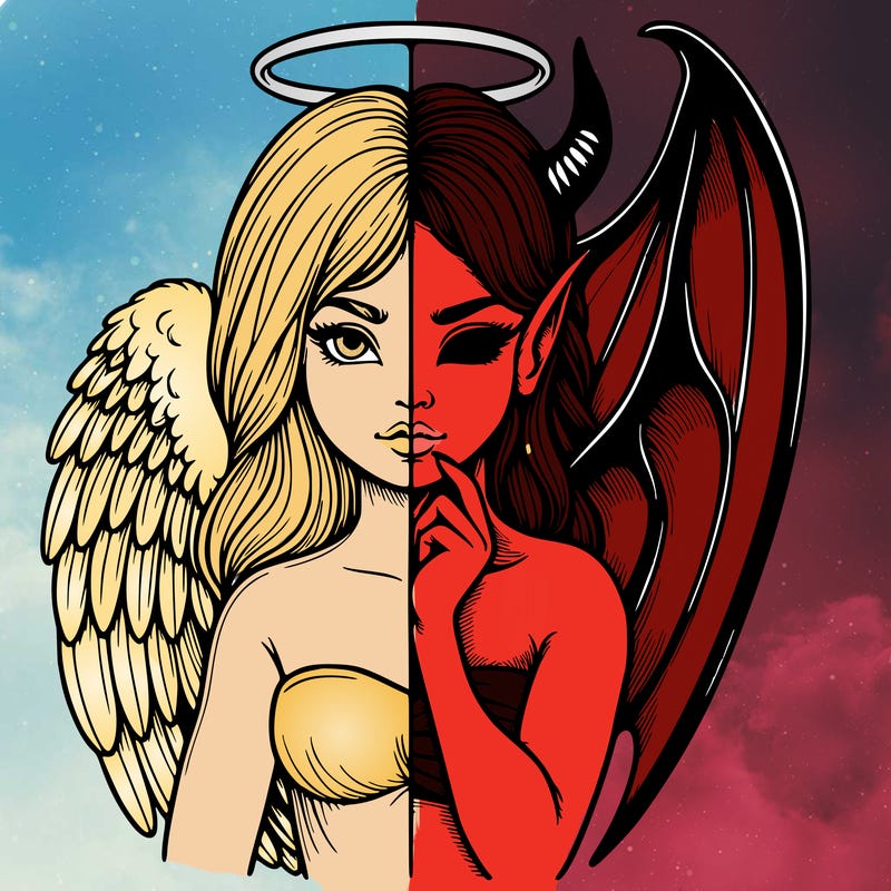 realistic angel half demon