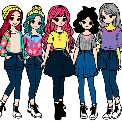 a group of five girls