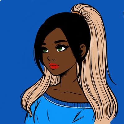 realistic girl with a high ponytail