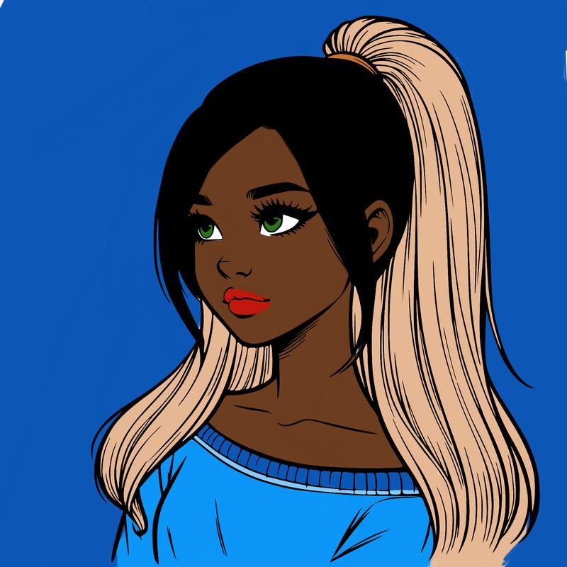 realistic girl with a high ponytail