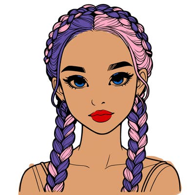 realistic girl with braids