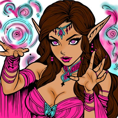 realistic scary beautiful elf sorceress casting spell