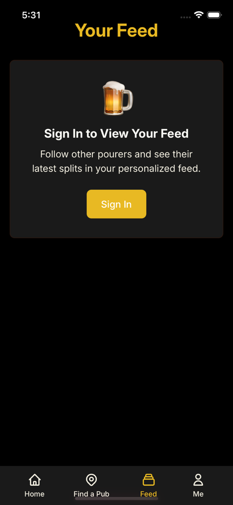 SplitTheG social feed page asking user to sign in