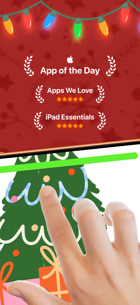 ArtWorkout: Learn How to Draw - Hand drawing a Christmas tree in ArtWorkout app with Apple awards icons