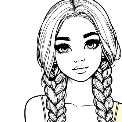 realistic girl with braids