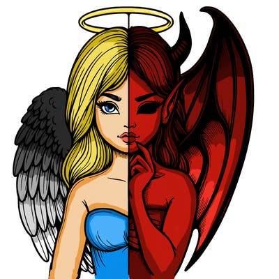 realistic angel half demon