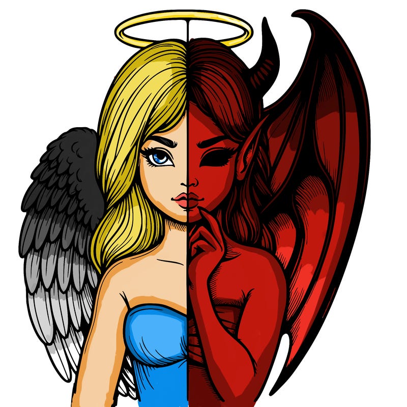 realistic angel half demon