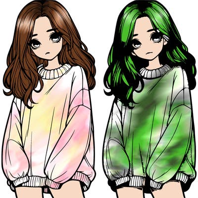 realistic girl with baggy sweater