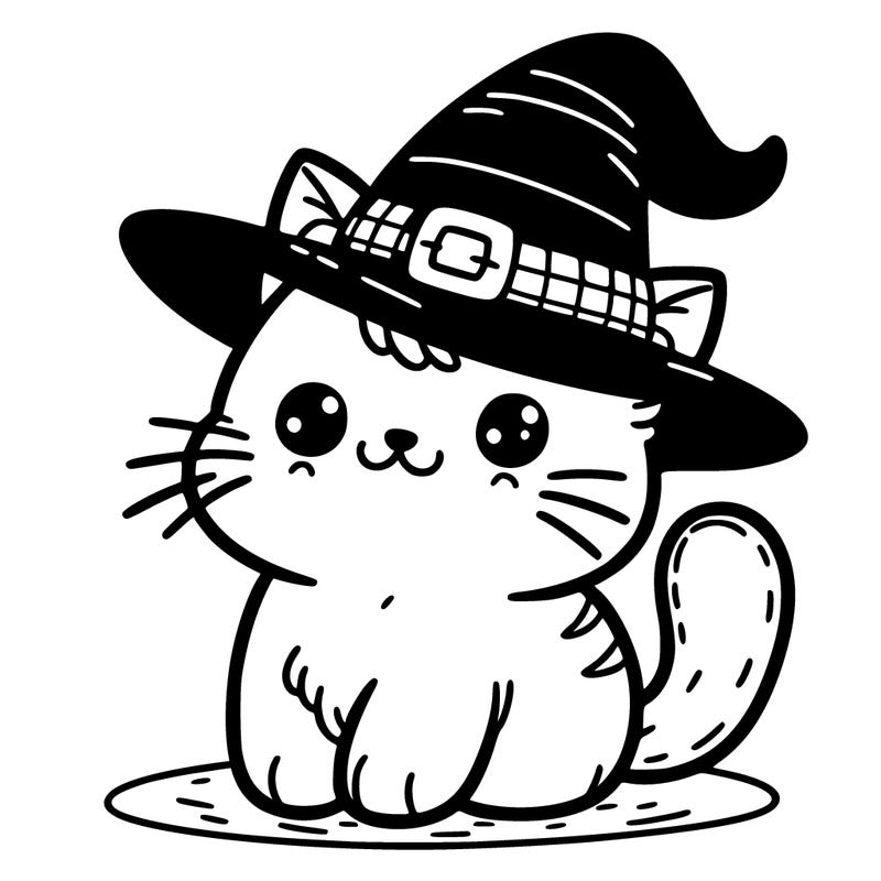 cute cat wearing a witch hat