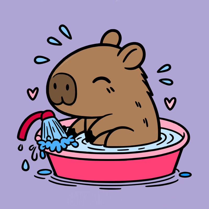 capybara taking a bath