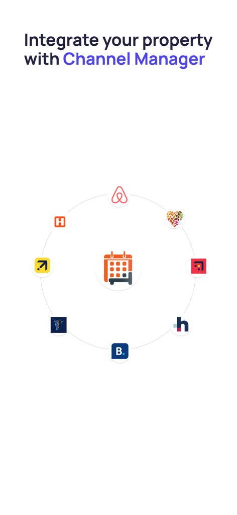 Diagramme montrant la synchronisation entre l'application de calendrier mobile et plusieurs plateformes de réservation comme Airbnb et Booking.com