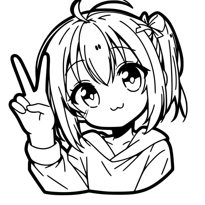 anime girl peace sign