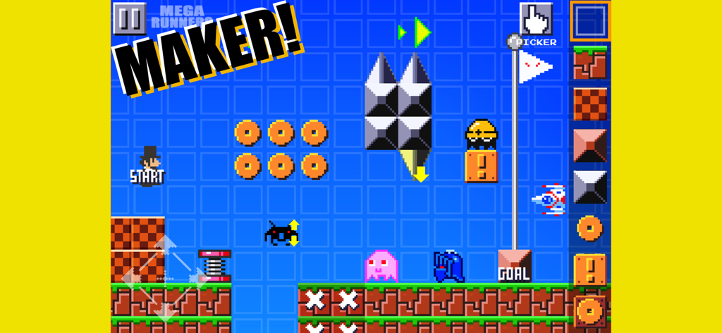 SUPER MEGA RUNNERS - Super Mega Runners retro stage maker level editor screen