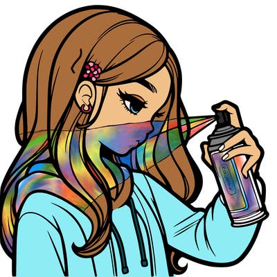 a realistic girl spray painting