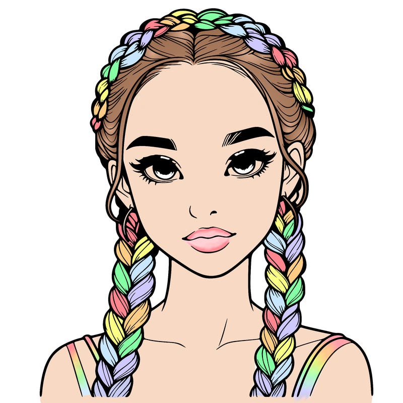 realistic girl with braids