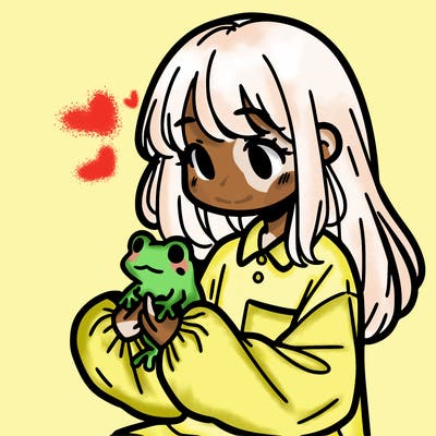 girl with long hair and a oversized shirt. and she is holding a frog