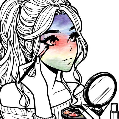a realistic girl doing her makeup