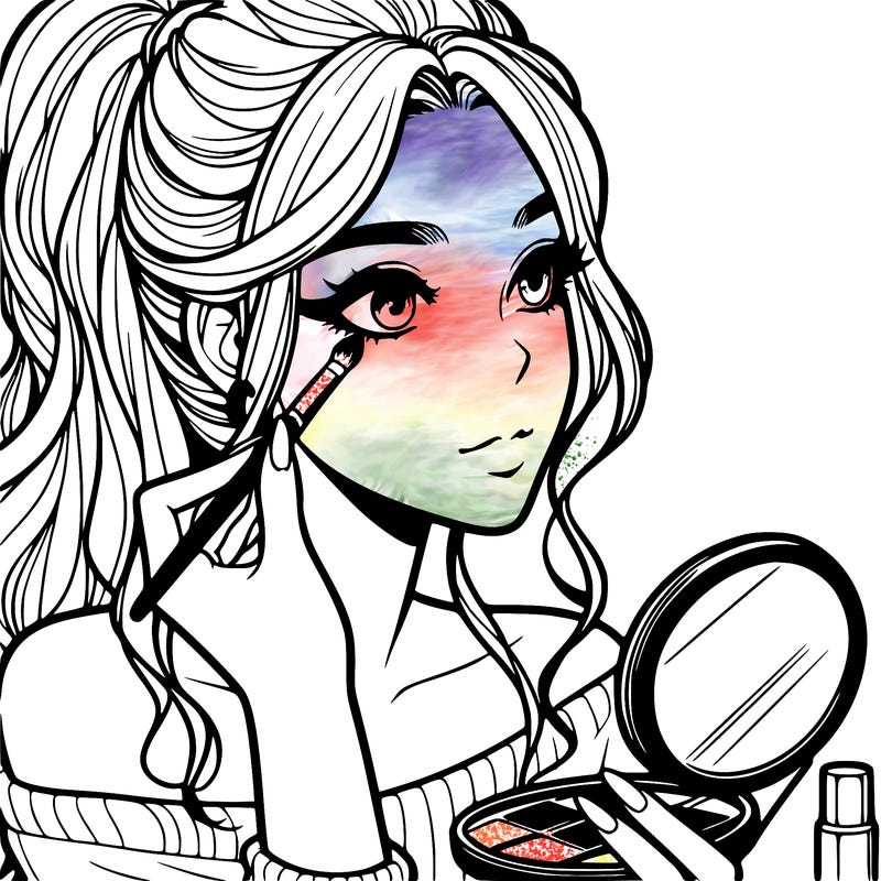 a realistic girl doing her makeup