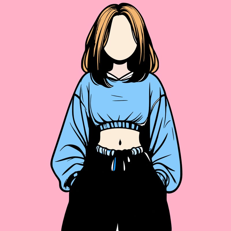 realistic girl faceless with baggy pants and a crop top