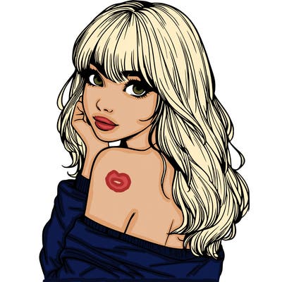 realistic girl with bangs looking over her shoulder