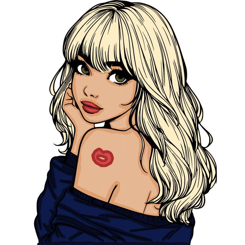 realistic girl with bangs looking over her shoulder