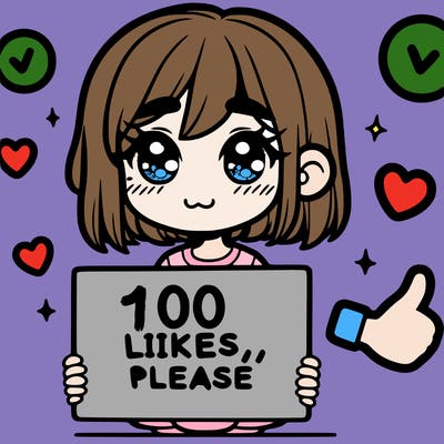 a girl with a sign saying 100 likes, please