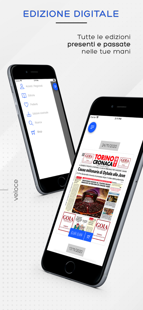 Torino Cronaca Qui - Interfaccia dell'app Torino Cronaca Qui che mostra l'edizione digitale del giornale su uno smartphone.