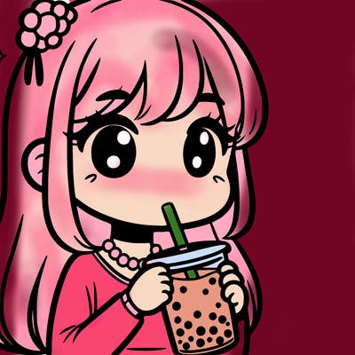 girl drinking boba