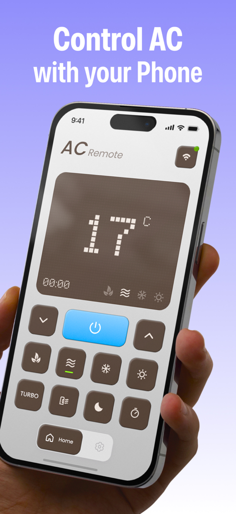 Air Conditioner Pro, AC Remote - エアコンProアプリを操作してエアコンユニットを制御するスマートフォンの画面。