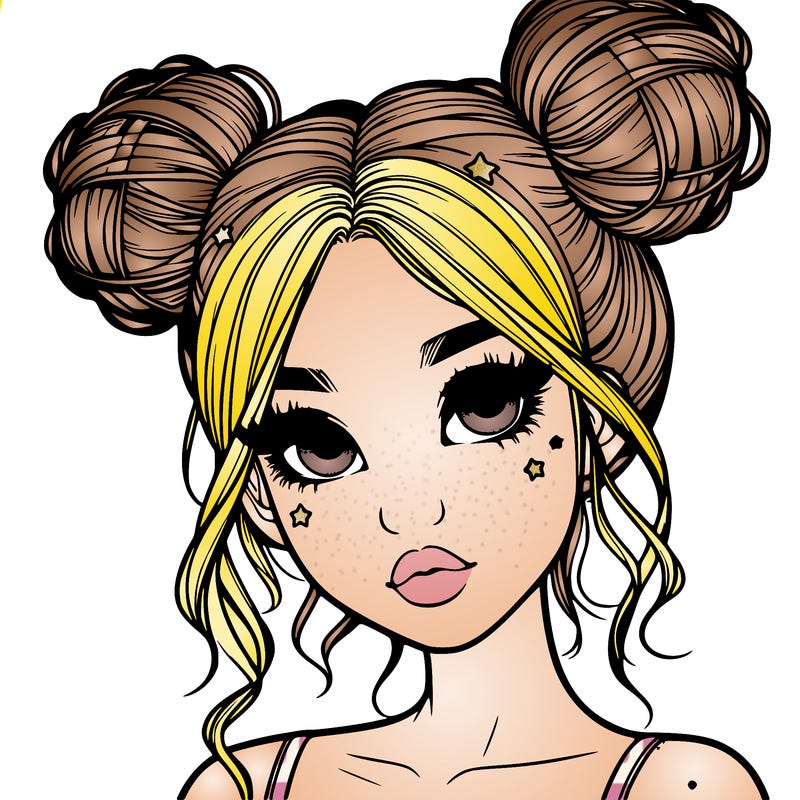 realistic girl with space buns