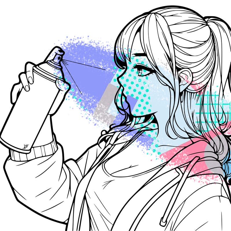 a realistic girl spray, painting