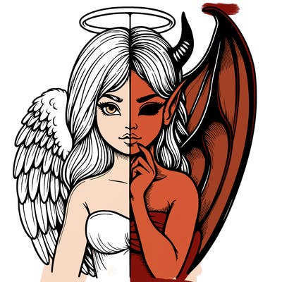 realistic angel half demon