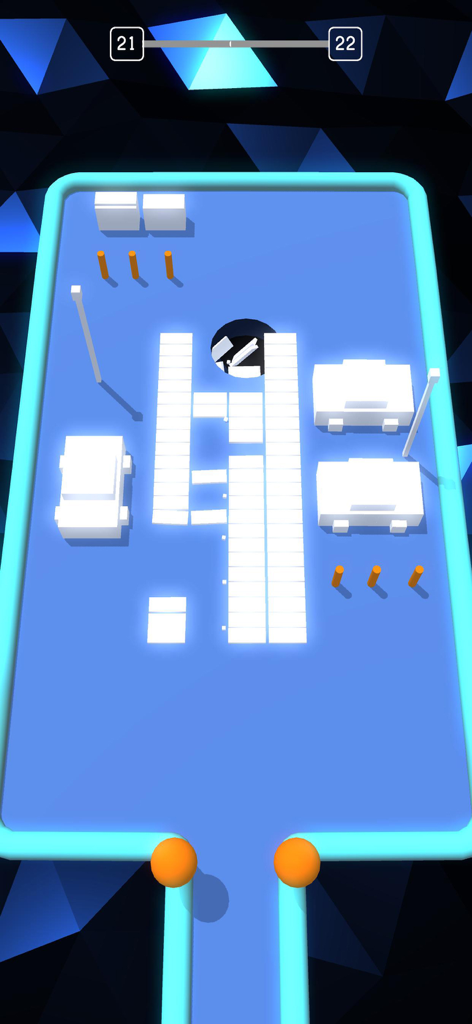 Un agujero negro tragando bloques 3D blancos en el juego Color Hole