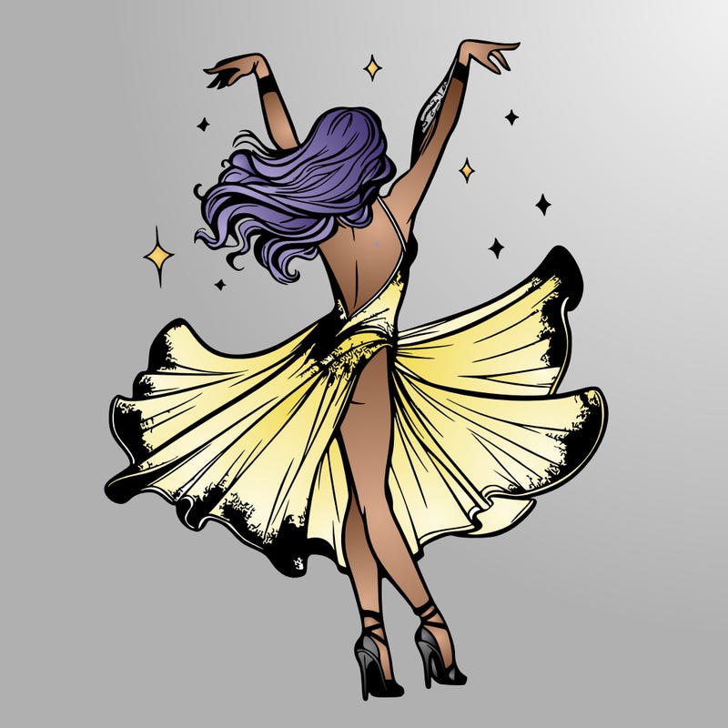 dancer dancing with a shimmery costume on realistic