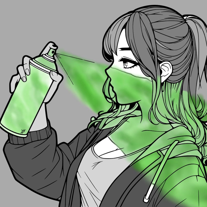 a realistic girl spray, painting