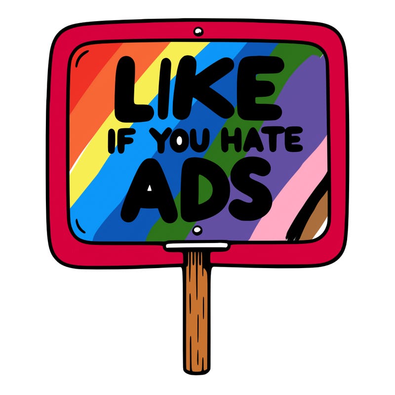 a sign that says like if you hate ads