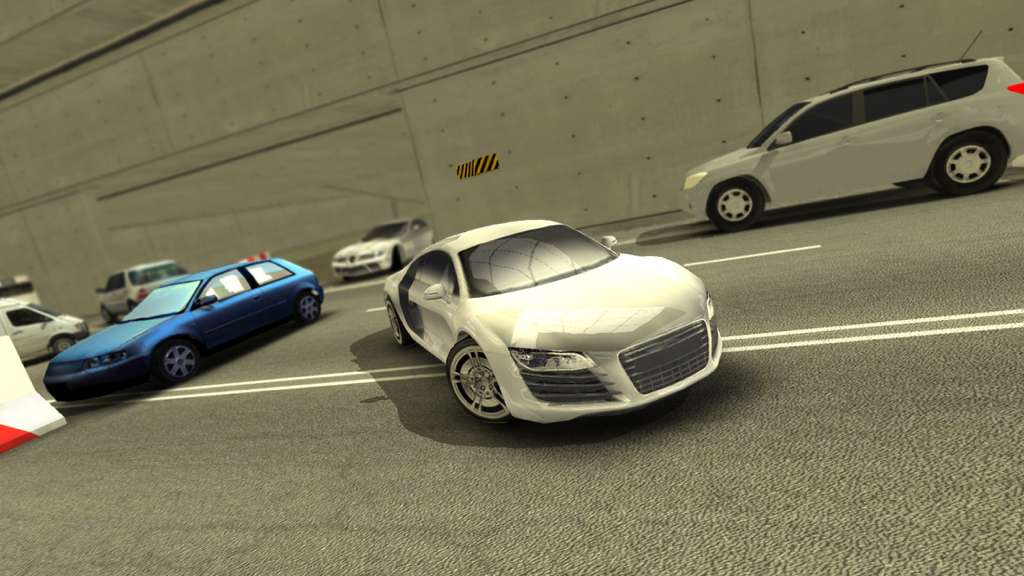 Car Parking free - The Real Driving Experience - Coche deportivo de lujo blanco conduciendo en un simulador de aparcamiento de coches 3D realista