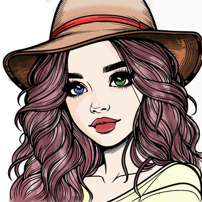 realistic girl with hat
