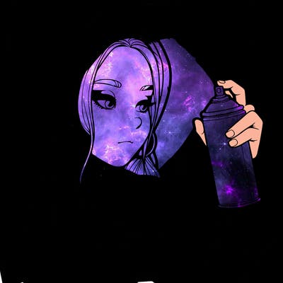 a realistic girl, spray painting